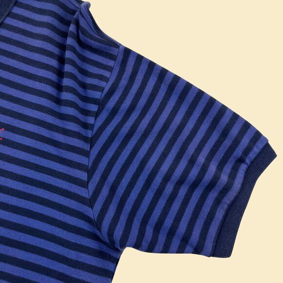 90s XL Polo by Ralph Lauren shirt, vintage blue striped polo short sleeve top - Picture 7 of 9